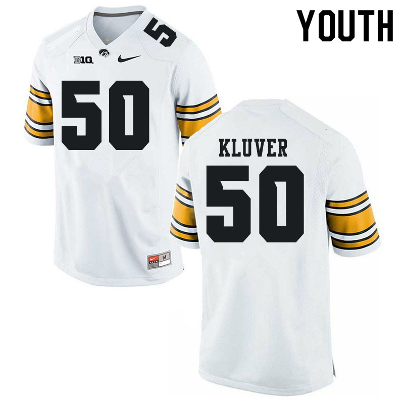 Youth #50 Zach Kluver Iowa Hawkeyes College Football Jerseys Sale-White - Click Image to Close